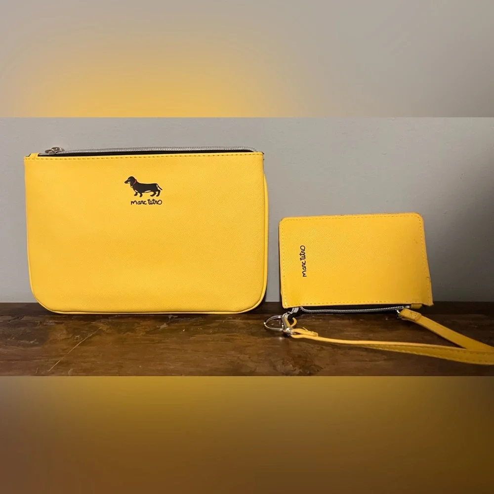 Yellow Dachshund Graphic Tote Bag with Wallet and Wristlet - Picture 5 of 11
